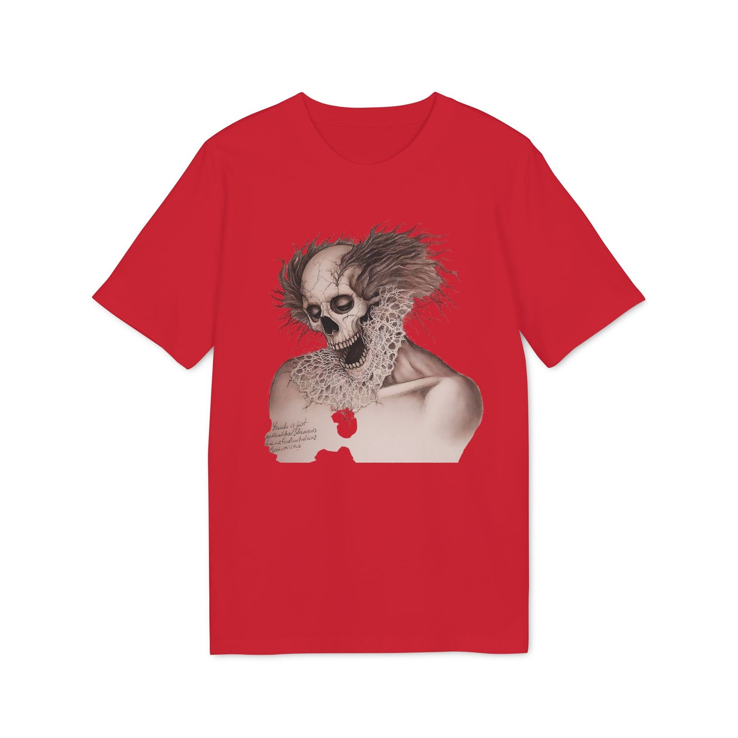 Ucique Bone Jester T-Shirt – Surreal Skull Portrait | Organic Cotton Eco Gothic Streetwear