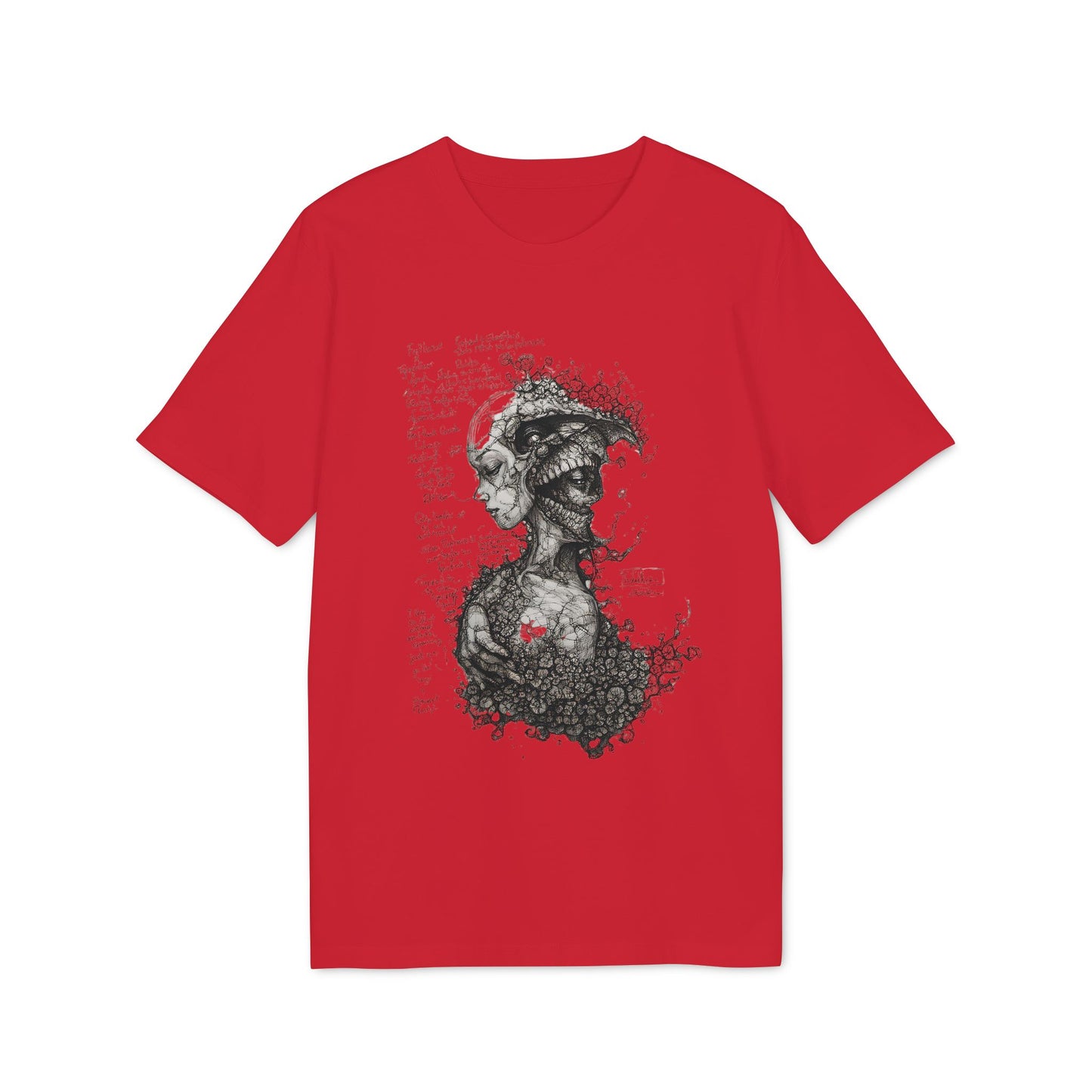Ucique Dual Existence T-Shirt – Surreal Line-Art Fusion | Organic Cotton Eco Streetwear