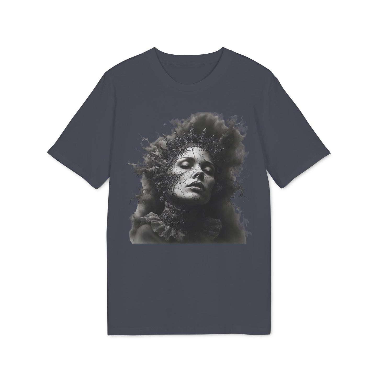 Ucique Cracked Queen T-Shirt – Surreal Dark Art Portrait | Eco Unisex Streetwear