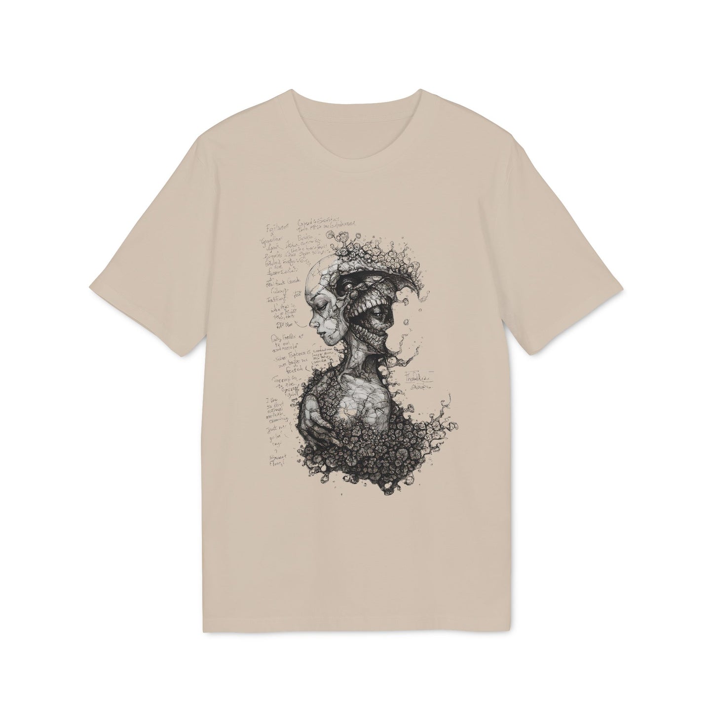 Ucique Dual Existence T-Shirt – Surreal Line-Art Fusion | Organic Cotton Eco Streetwear