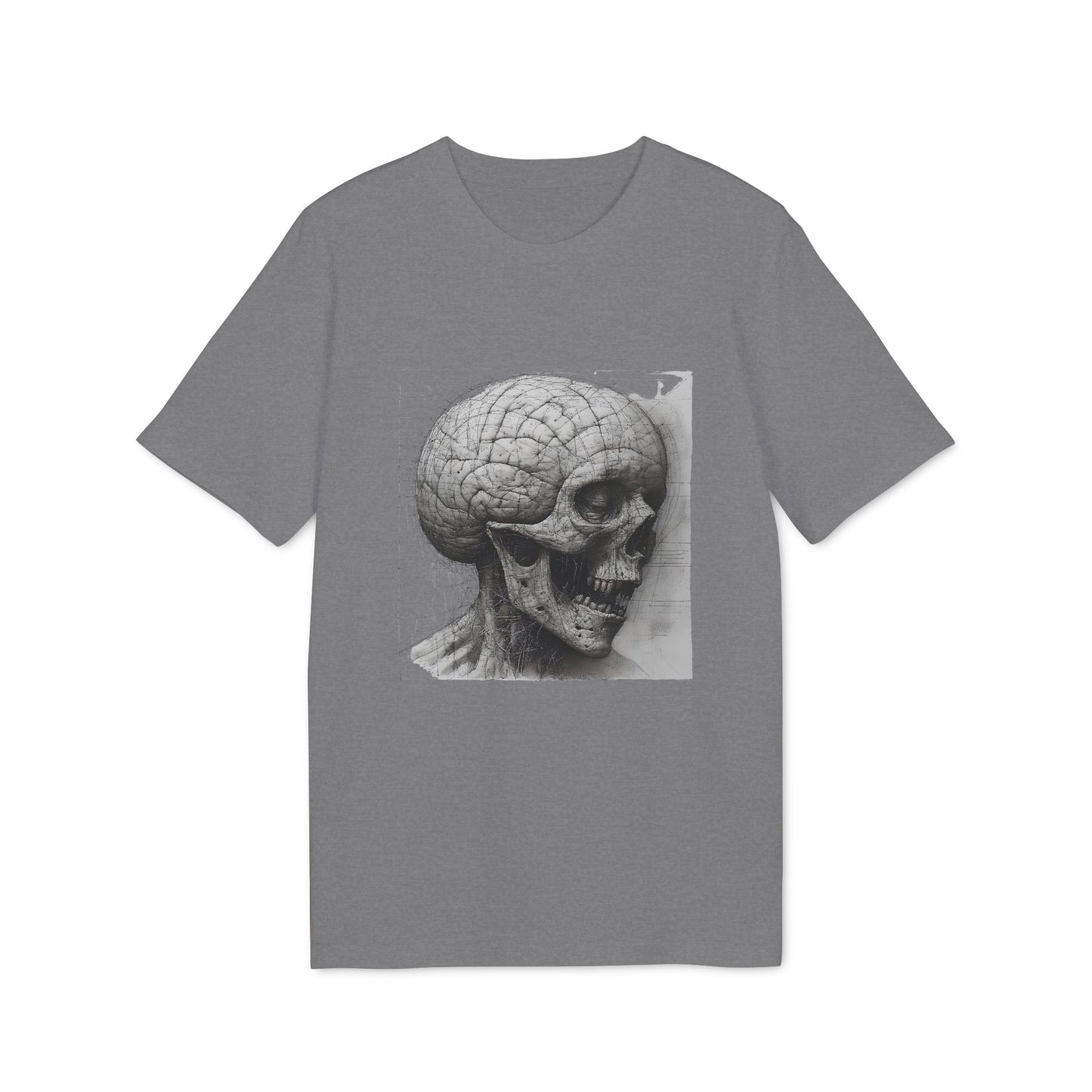 Ucique Mind Anatomy T-Shirt – Surreal Skull Blueprint Design | Organic Cotton Eco Streetwear