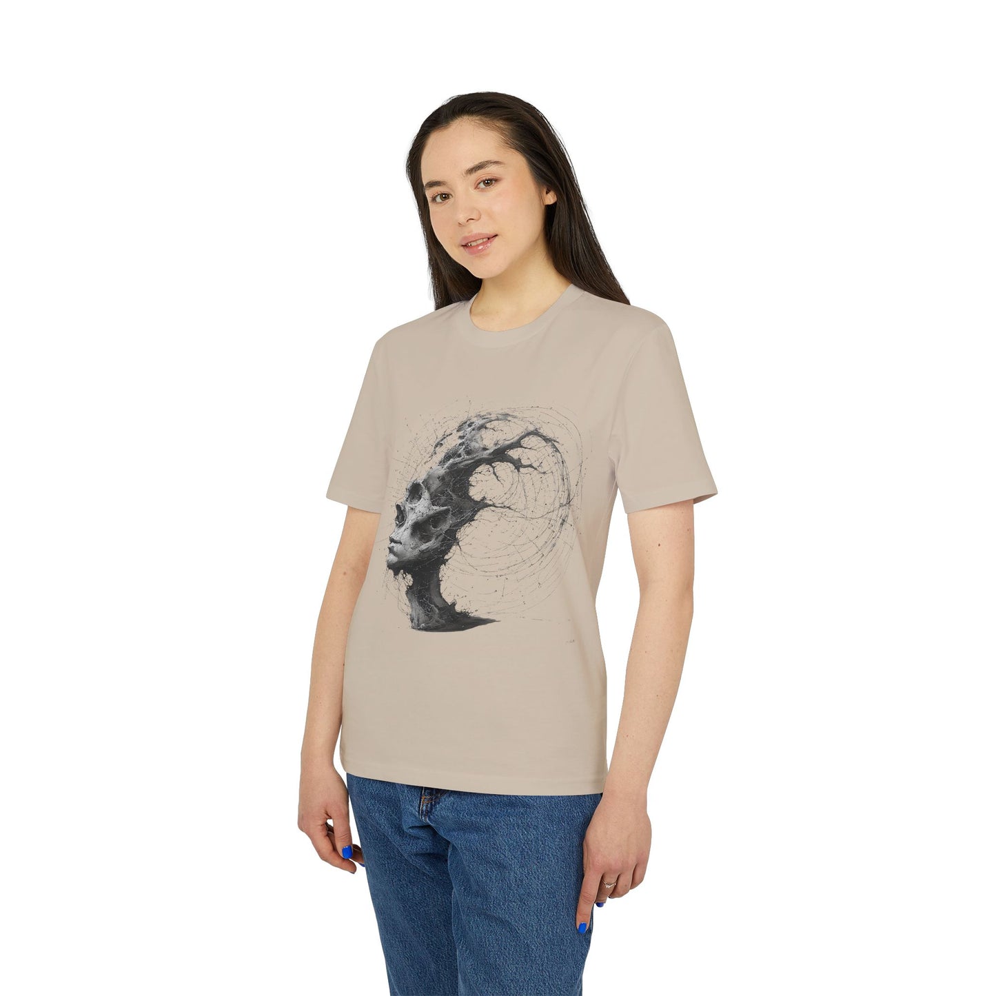 Ucique Echo Skull T-Shirt – Surreal Cosmic Anatomy Design | Organic Cotton Eco Streetwear