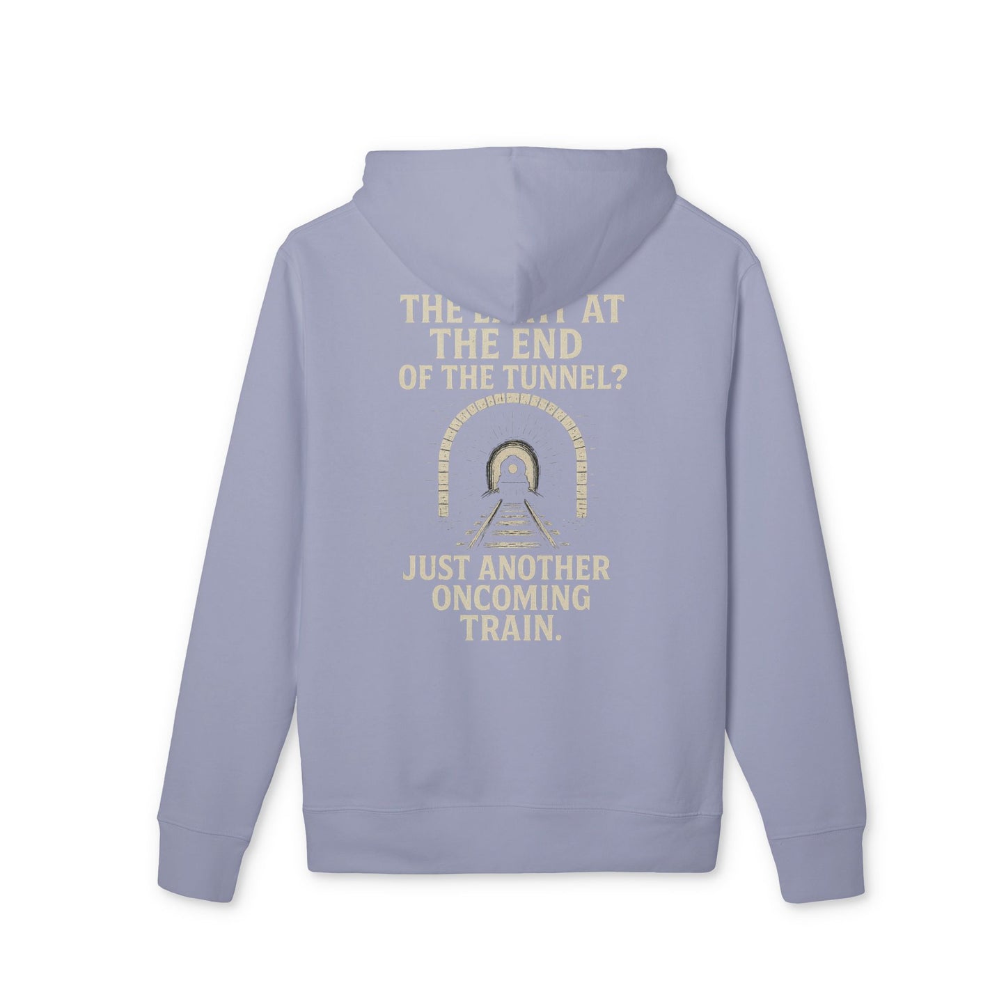 Ucique Organic Tunnel Hoodie – The Light at the End? Just Another Oncoming Train | Eco Gothic Sarcasm Streetwear
