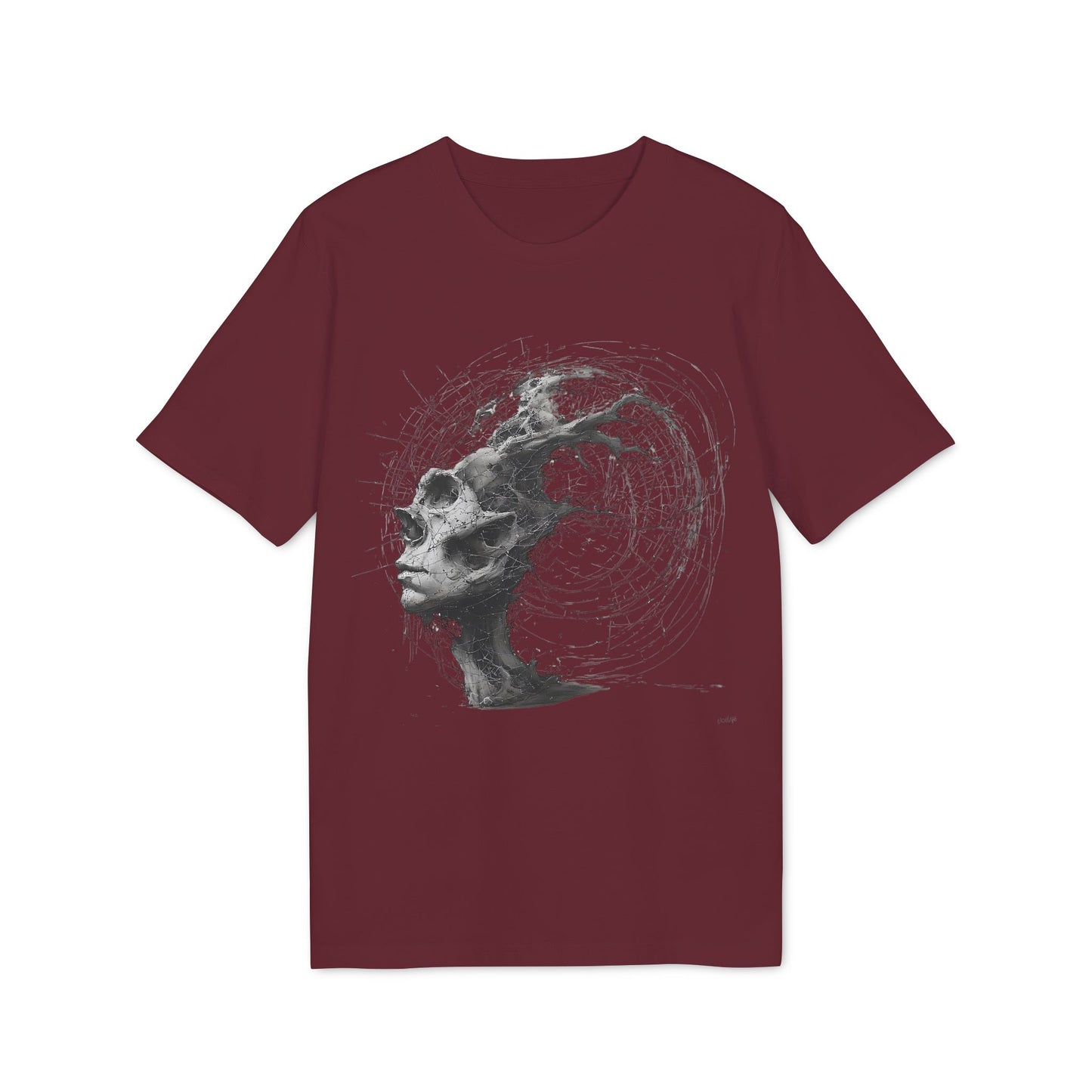 Ucique Echo Skull T-Shirt – Surreal Cosmic Anatomy Design | Organic Cotton Eco Streetwear