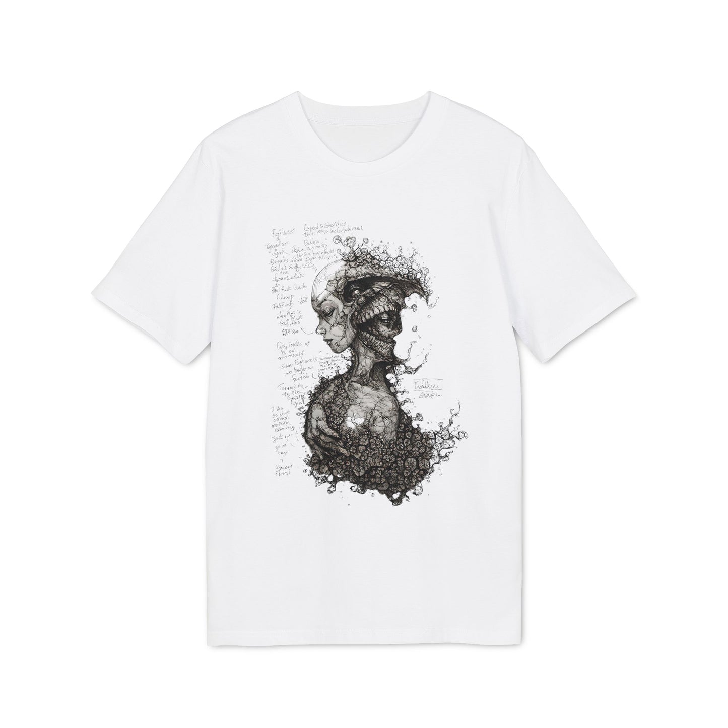 Ucique Dual Existence T-Shirt – Surreal Line-Art Fusion | Organic Cotton Eco Streetwear