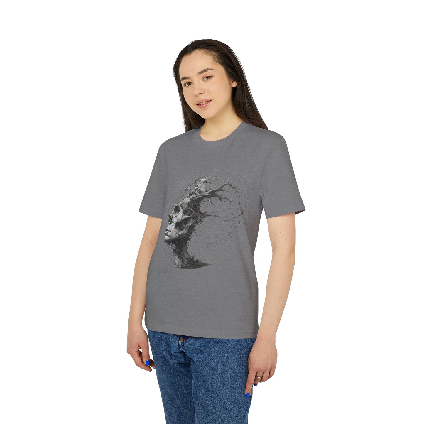 Ucique Echo Skull T-Shirt – Surreal Cosmic Anatomy Design | Organic Cotton Eco Streetwear