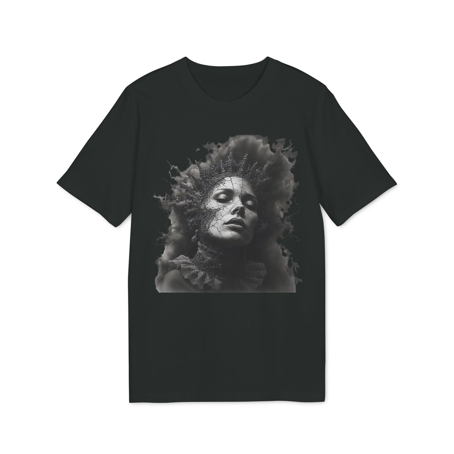 Ucique Cracked Queen T-Shirt – Surreal Dark Art Portrait | Eco Unisex Streetwear