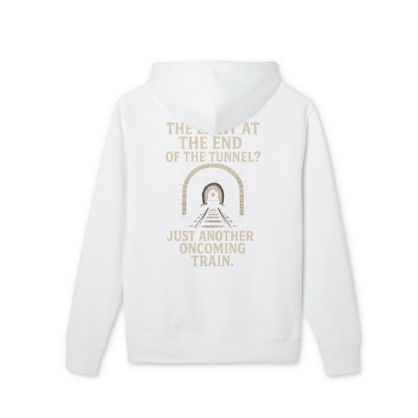 Ucique Organic Tunnel Hoodie – The Light at the End? Just Another Oncoming Train | Eco Gothic Sarcasm Streetwear