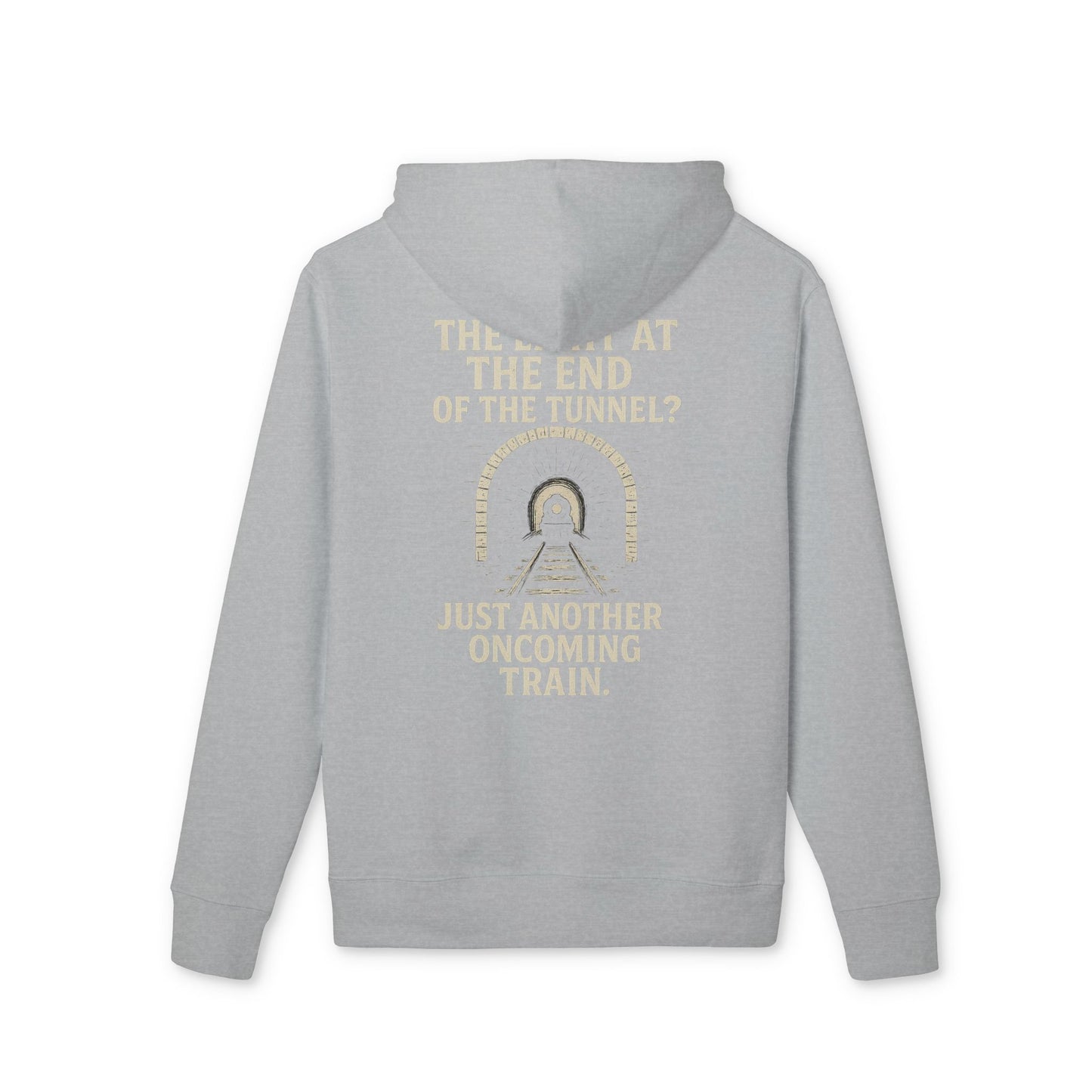 Ucique Organic Tunnel Hoodie – The Light at the End? Just Another Oncoming Train | Eco Gothic Sarcasm Streetwear